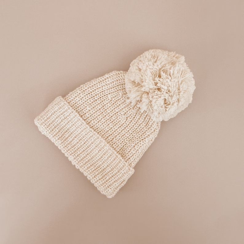 Winter Warm Beanie Custom Logo Knit Beanie Hats Warm Knitted Cuffed Winter Hat with POM POM for Kids Baby
