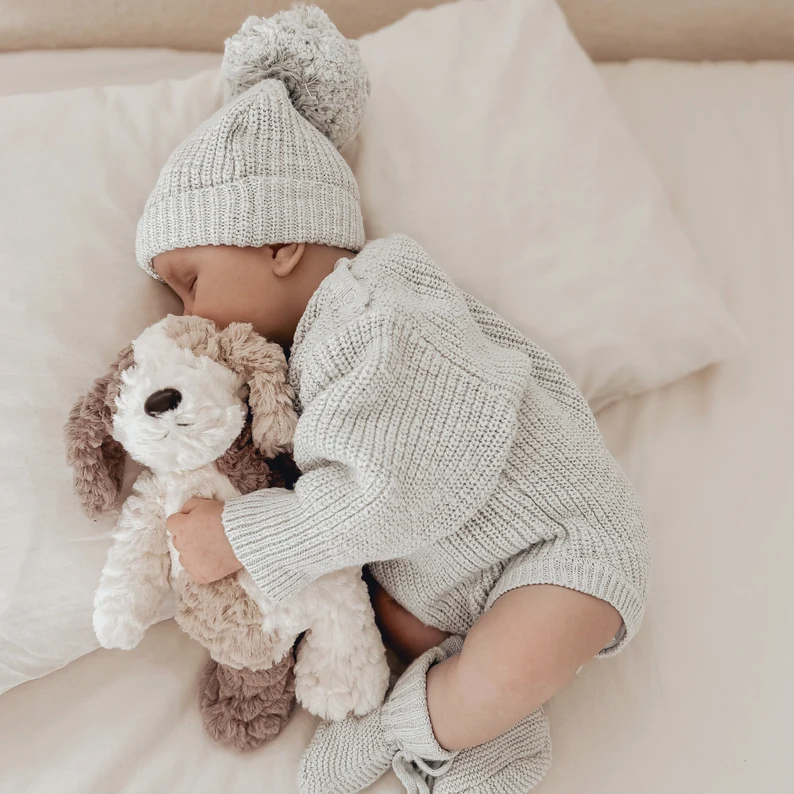 Winter Warm Beanie Custom Logo Knit Beanie Hats Warm Knitted Cuffed Winter Hat with POM POM for Kids Baby