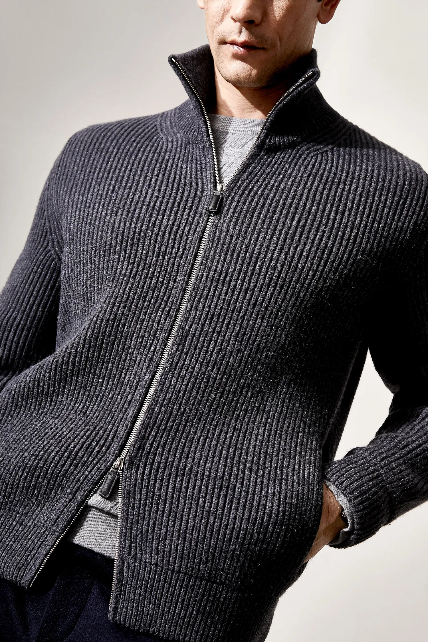 Square Fonda Top Quality Cashmere Cardigan Custom Sweater Cashmere Coat for Men