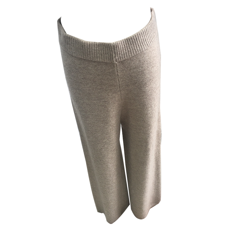 Fashion Design Cashmere Wool Knitting Pants with Side Pockets.