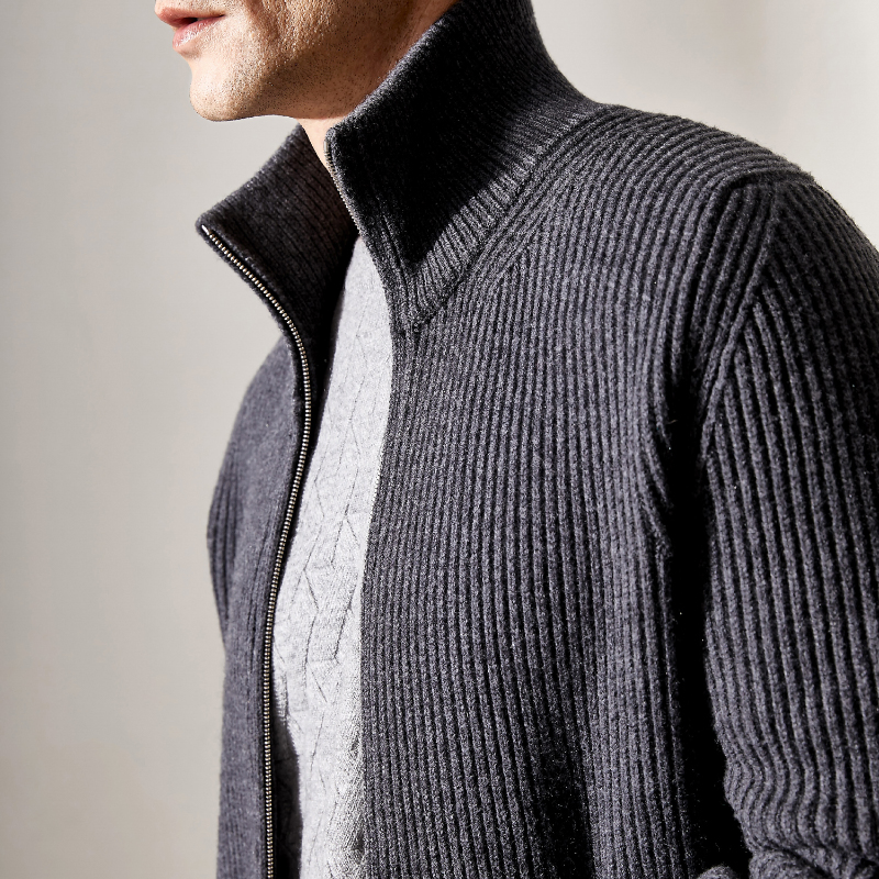 Square Fonda Top Quality Cashmere Cardigan Custom Sweater Cashmere Coat for Men