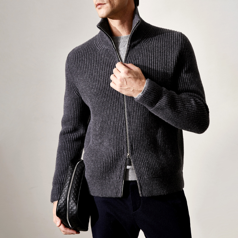 Square Fonda Top Quality Cashmere Cardigan Custom Sweater Cashmere Coat for Men
