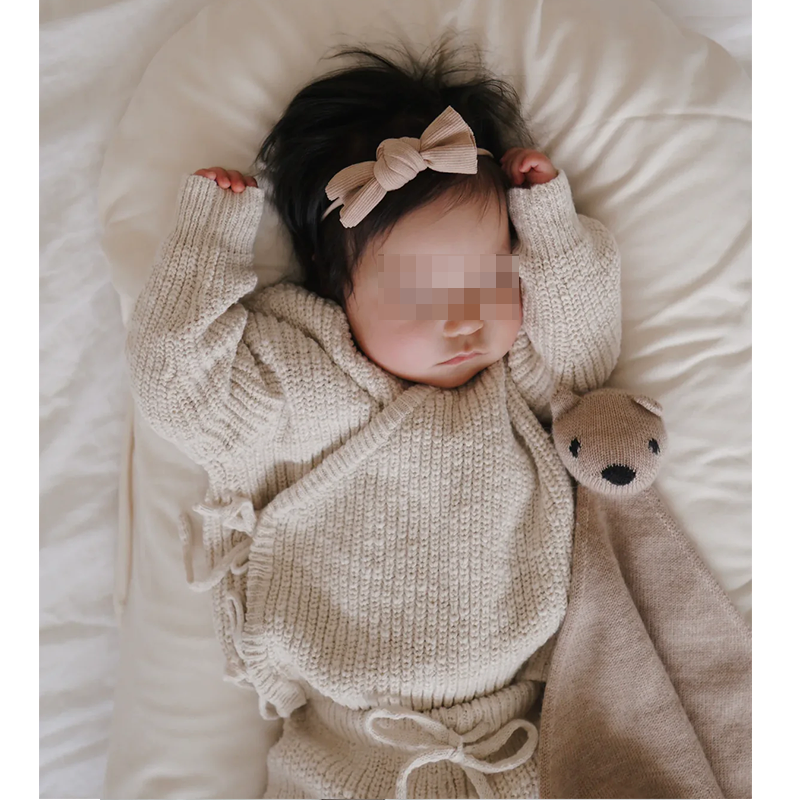 Custom Knitting Baby Sweater Solid Chunky Texture Cotton Jumper Sweater.