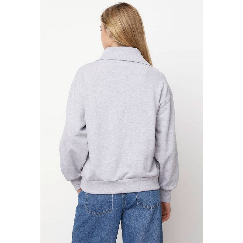 Women Pullover Printed Semi Zipper Sweatshirts