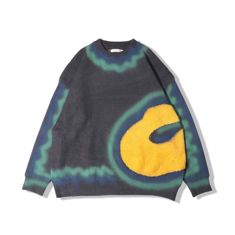 Color Block Stitching Harajuku Loose Cotton Sweater