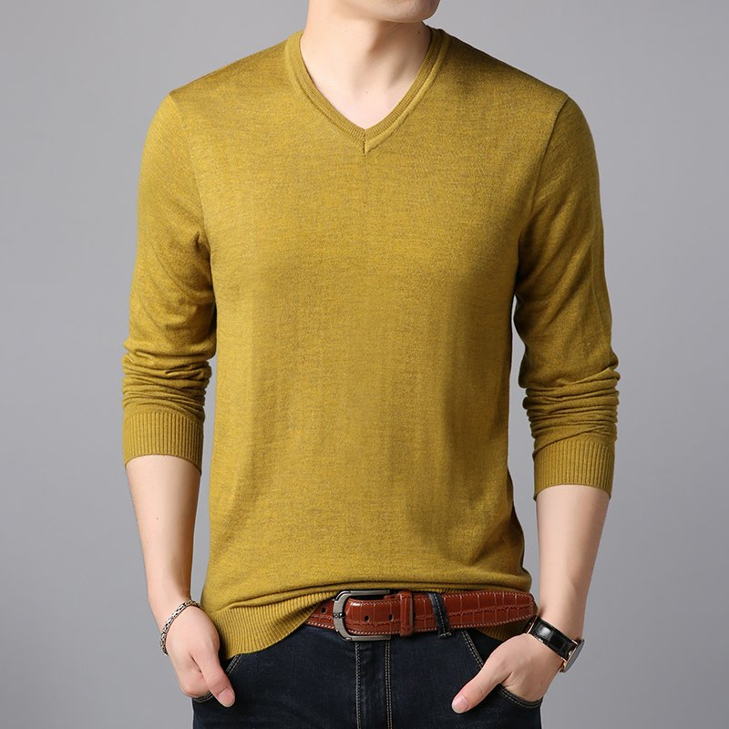 Mens V Neck Jumper Classic Knitted Sweater Soft Touch Knitwear Lightweight Pullover