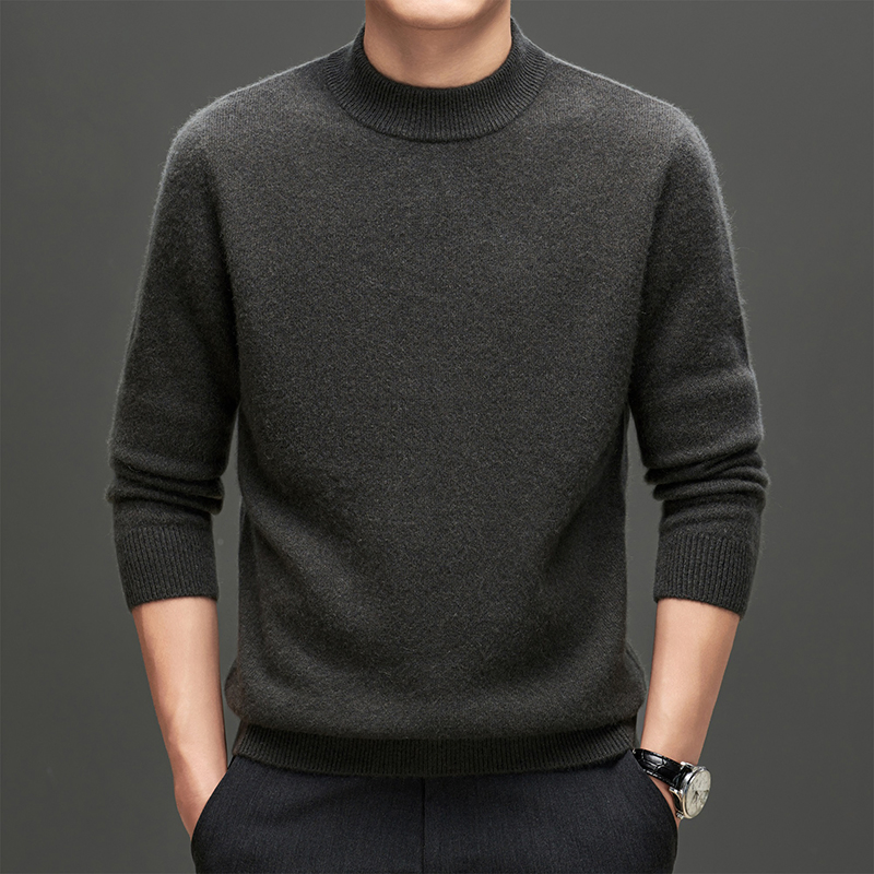 2025 Winter Men′s 100% Pure Cashmere Thickened Sweater Round Neck Warm Knit Pullover for Business Casual