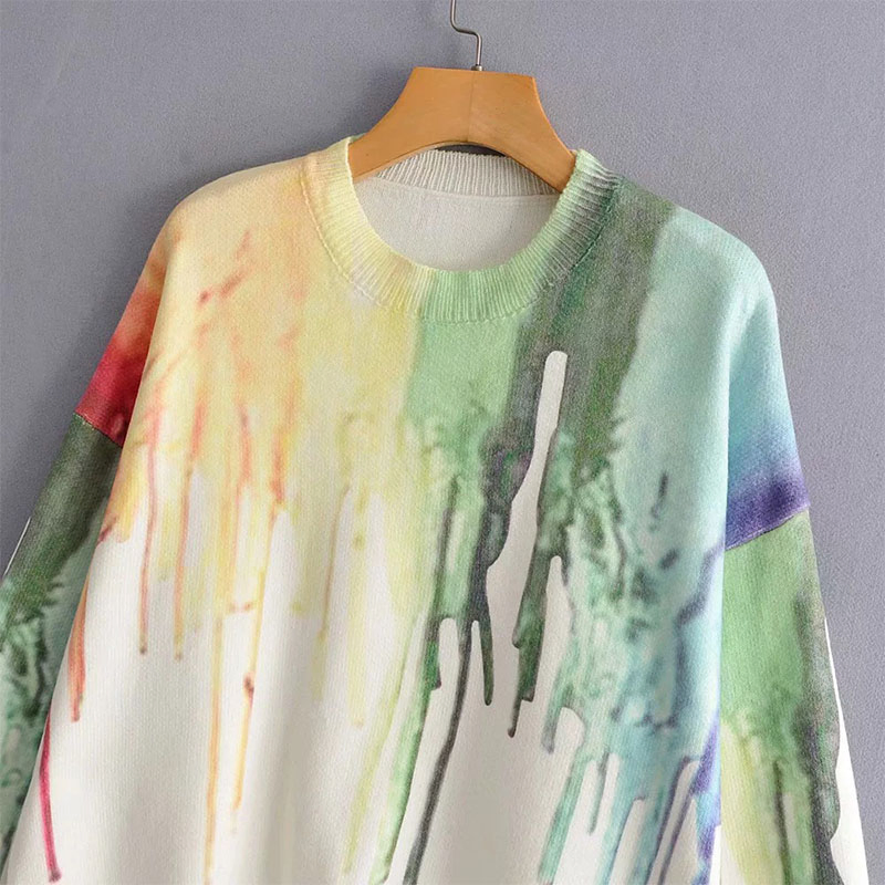 Ladies Printing Multicoloured Knitted Pullover
