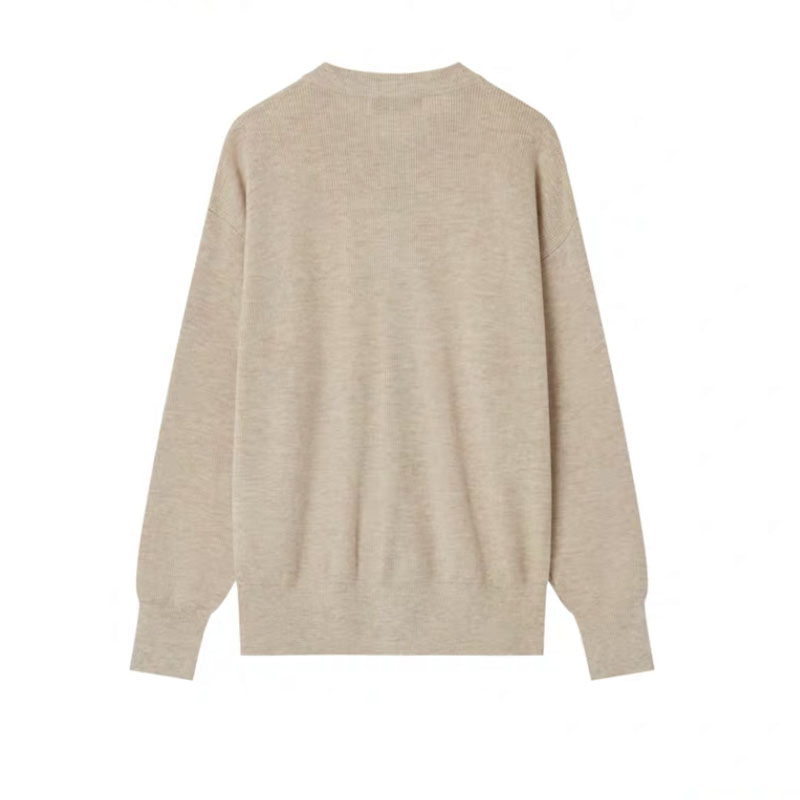 Base Colour 1/2 Cardigan Knitted Men&prime;s Crewneck Cardigan Loose Jumper