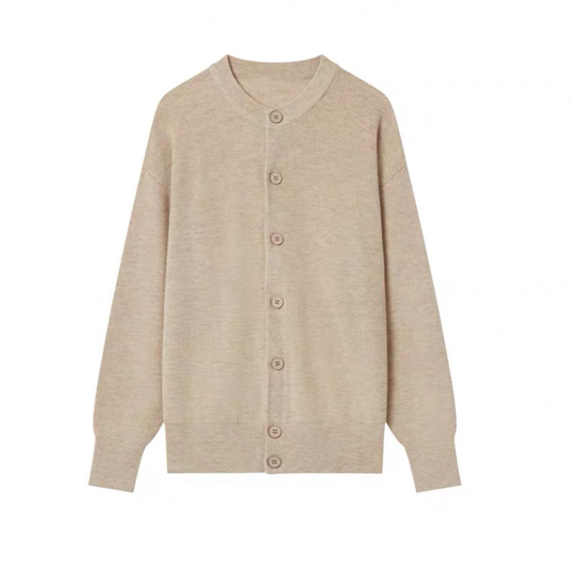 Base Colour 1/2 Cardigan Knitted Men′s Crewneck Cardigan Loose Jumper