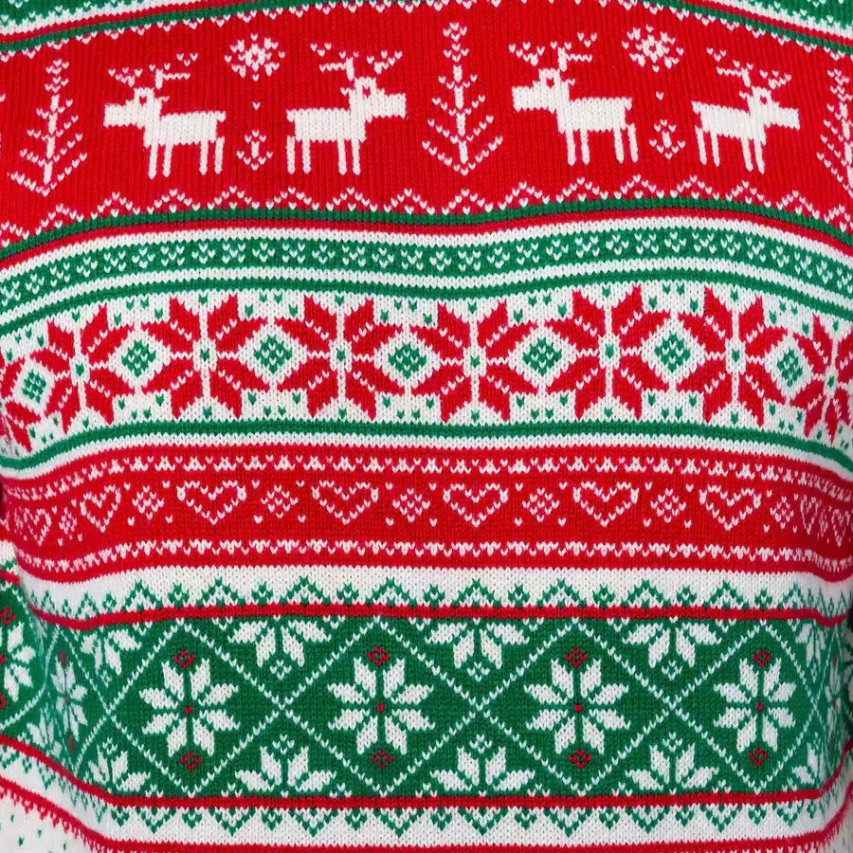 Women Jacquard Christmas Knitted Long Sleeve Oversize Pullover Jumper Knitwear Sweater