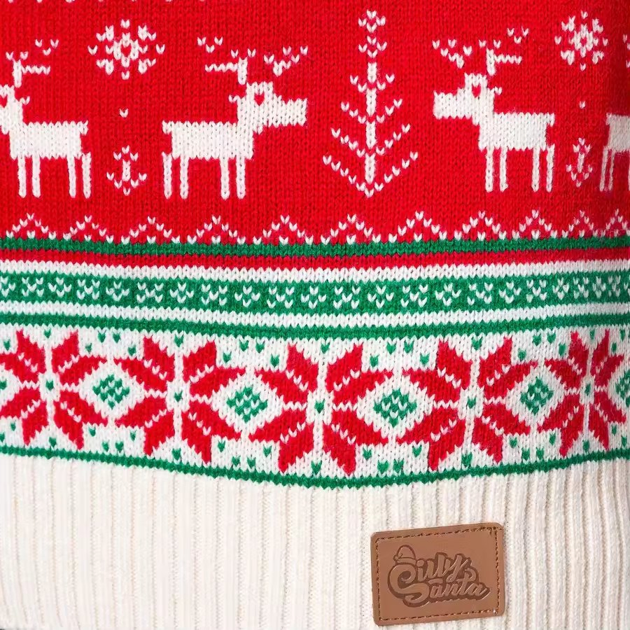 Women Jacquard Christmas Knitted Long Sleeve Oversize Pullover Jumper Knitwear Sweater