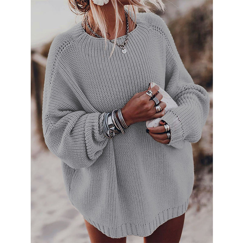 Spring Summer Daily Pure Color Women&prime;s Girls Knitted Sweater