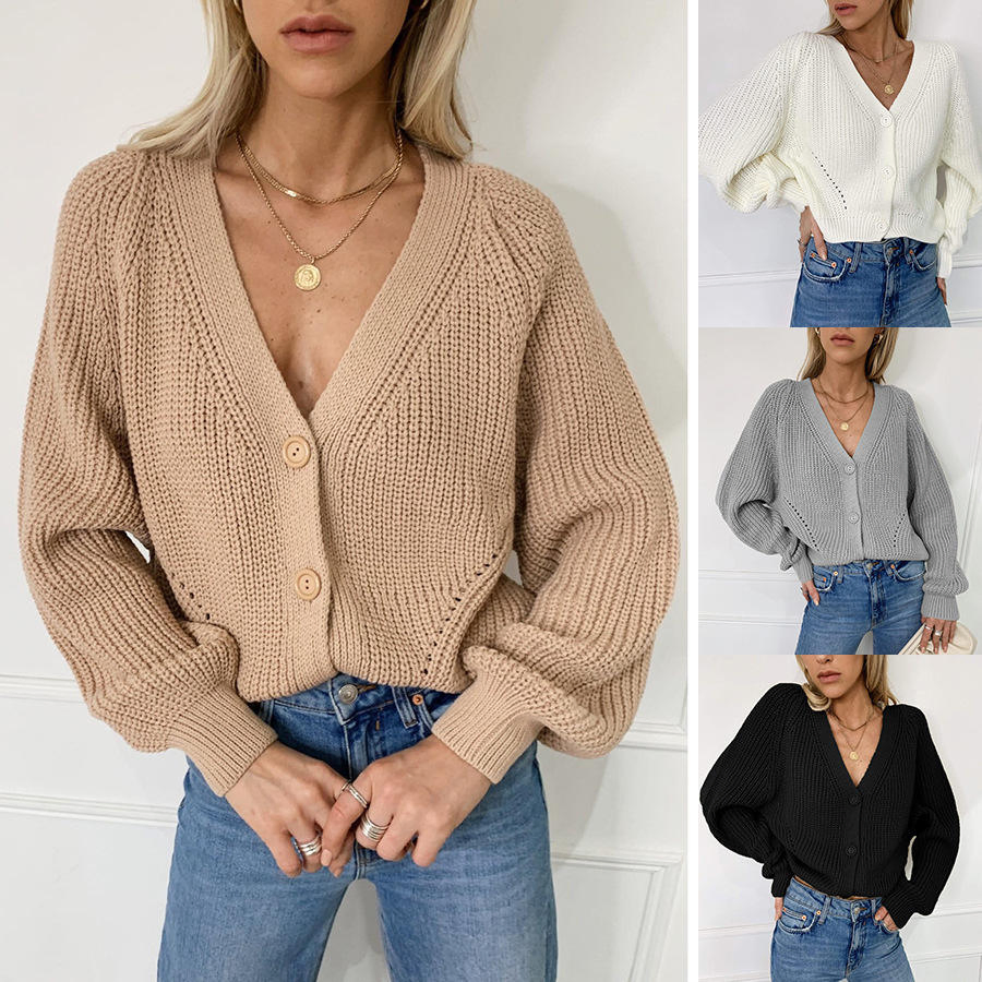 Slim V-Neck Cardigan Sweater for Spring