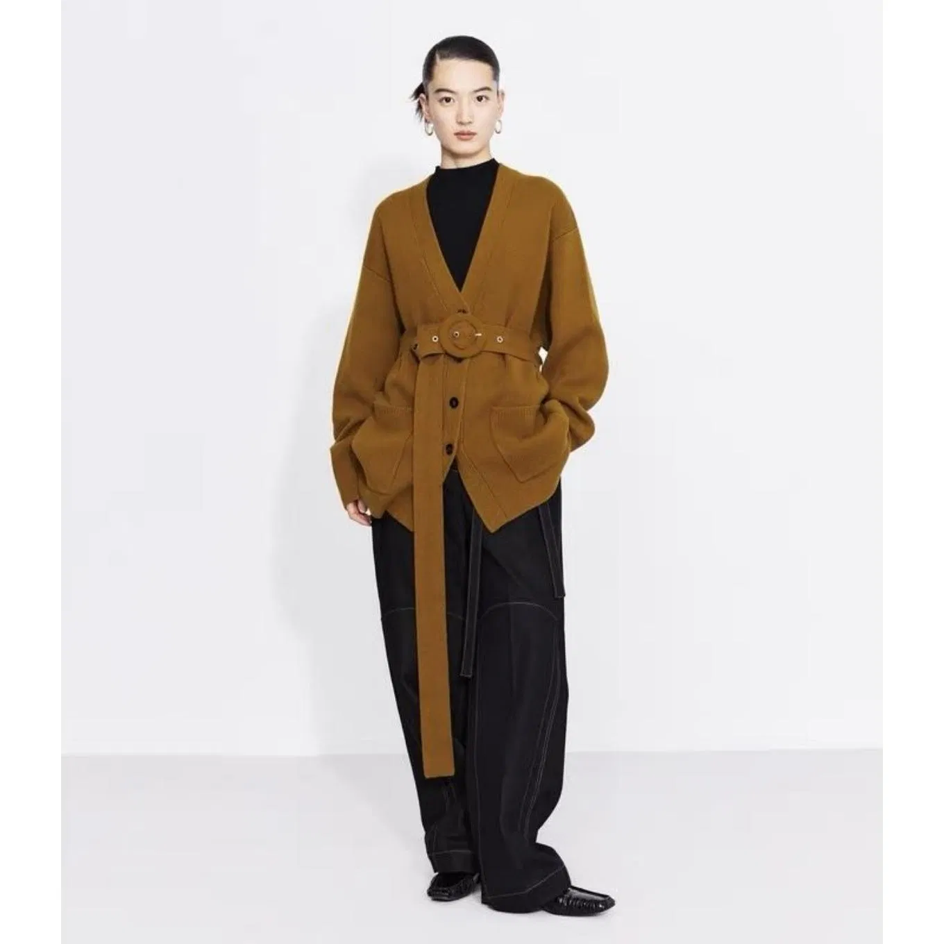 Wholesale Luxury Women Knitwear Cardigen Coat Women Cashmere Wool Knitted Sweaters Coat with Belt