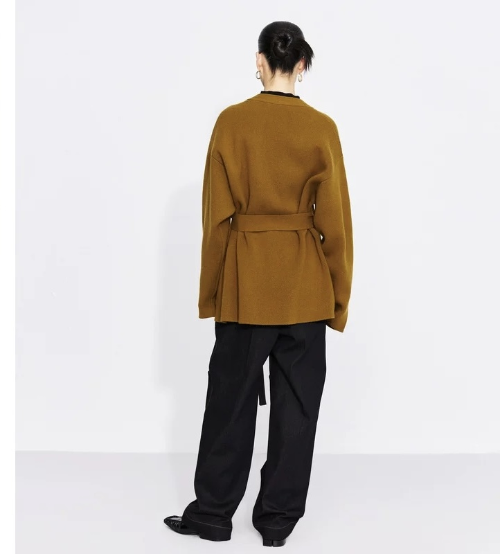 Wholesale Luxury Women Knitwear Cardigen Coat Women Cashmere Wool Knitted Sweaters Coat with Belt