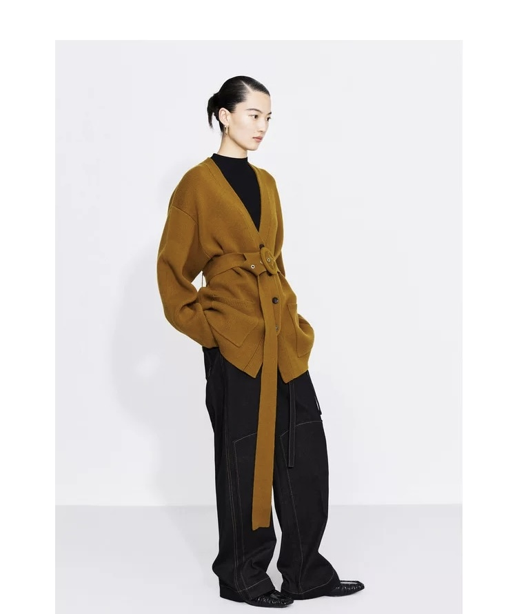 Wholesale Luxury Women Knitwear Cardigen Coat Women Cashmere Wool Knitted Sweaters Coat with Belt
