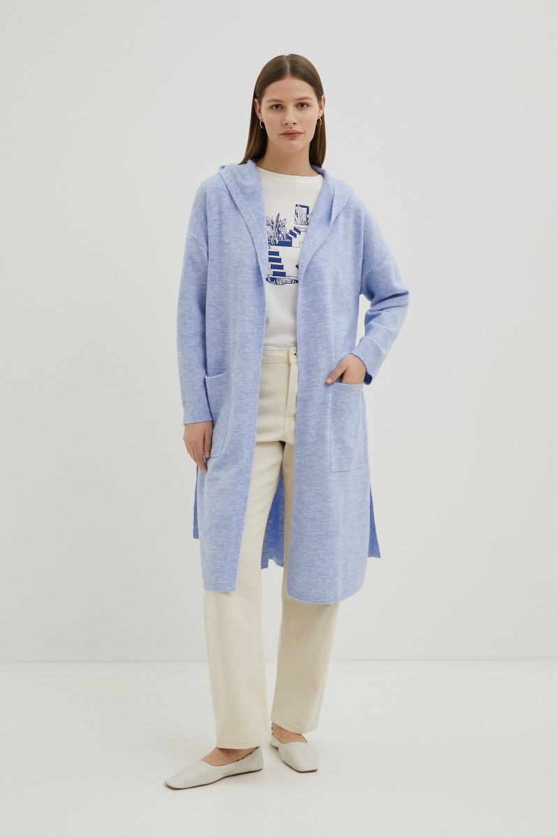 Wholesale Autumn Winter Fashion Women Cardigan Long Fit Sweater Knitted Outwear with Belt and Hood