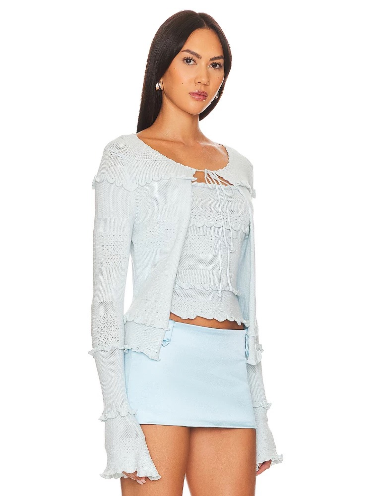 Wholesale Women Solid Color 2 Piece Set Knit Cardigen and Vest Tops Elegant Sweater Casual Sweater
