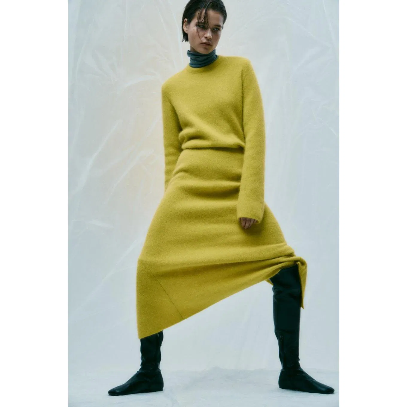 Wholesale High Quality Customized Women Fitted Cardigan Sweater Two Piece Set with Long Skirt Women Angora-Blend Sweater