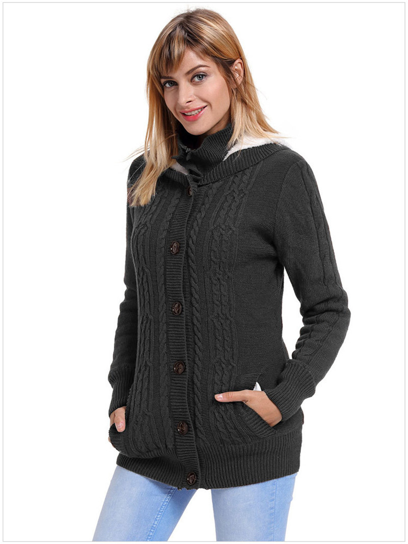 OEM Winter Warm Knitted Women Sweaters with Fleece