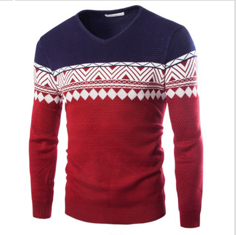 Hot Sale Knit Mens Pullover Jacquard Sweaters