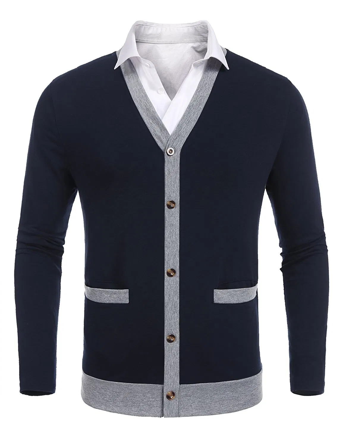Mens Casual Slim Fit Long Sleeve V-Neck Cardigan