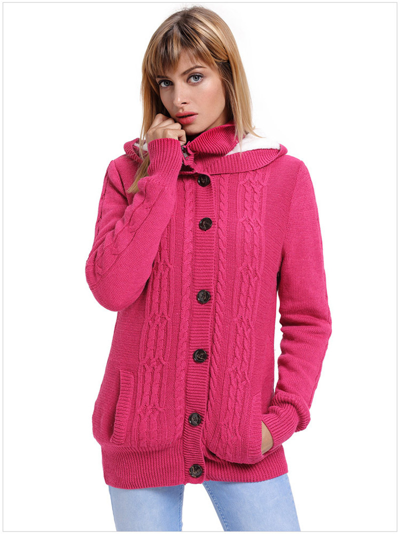 OEM Winter Warm Knitted Women Sweaters with Fleece