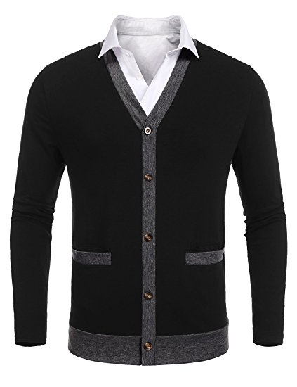 Mens Casual Slim Fit Long Sleeve V-Neck Cardigan