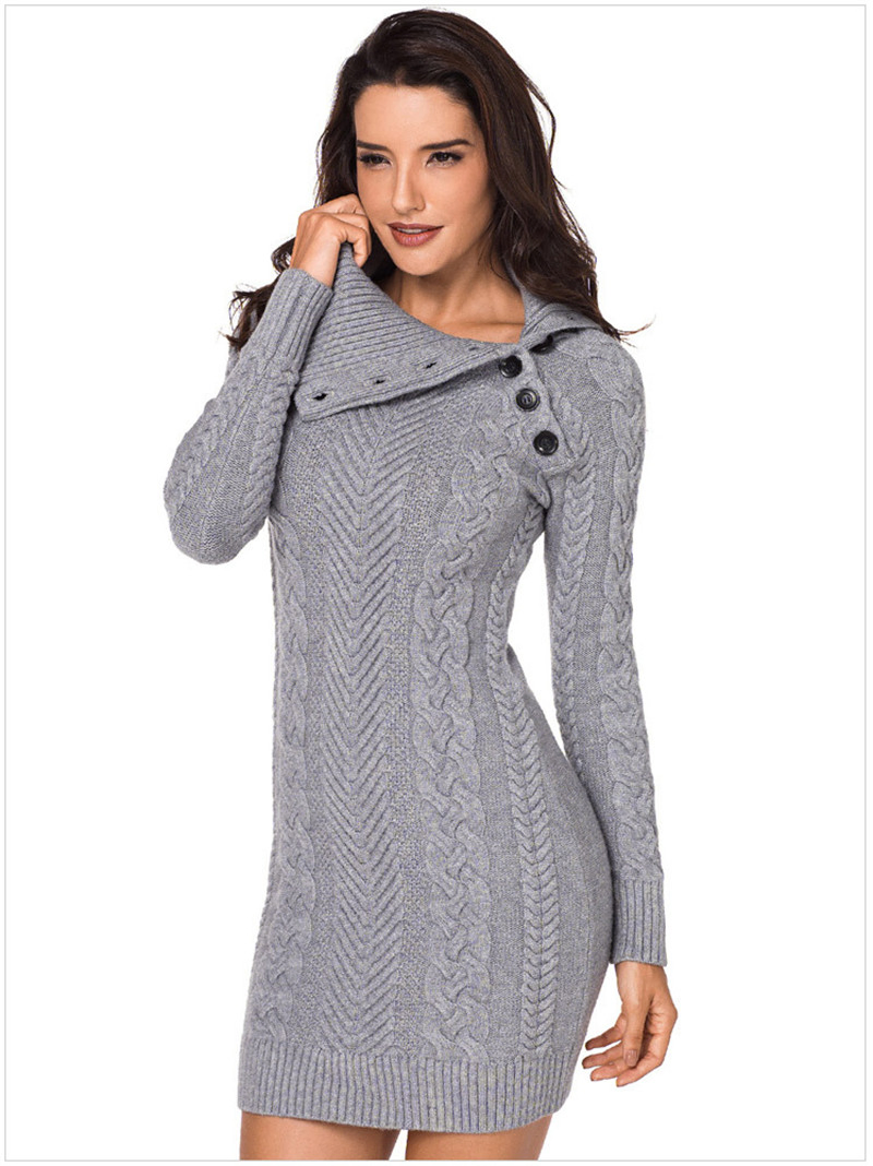 Lady Fashion Knitted Clothes Knitdress Sweater Dress