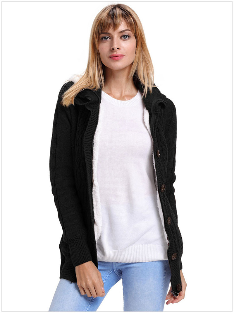 OEM Winter Warm Knitted Women Sweaters with Fleece