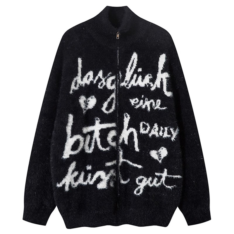 Lady′s Letter Jacquard Cardigan Sweater for Winter