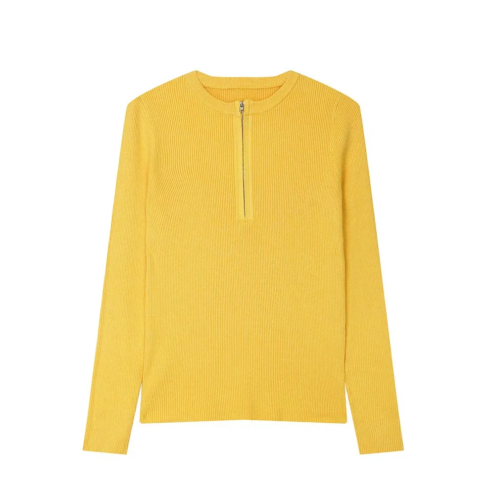 Elegant Zip-up Cardigan with Round Neck for Fashionable Women