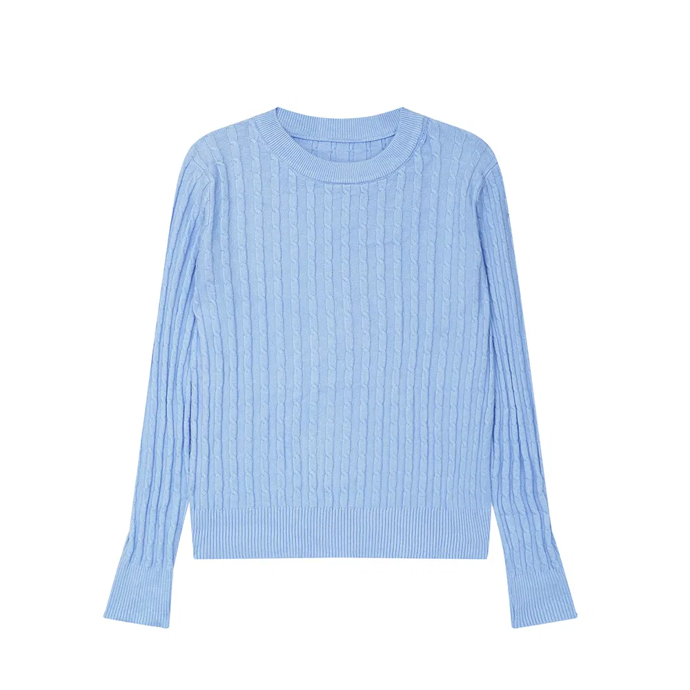 Women′s Round Neck Long Sleeve Pull Over Sweater