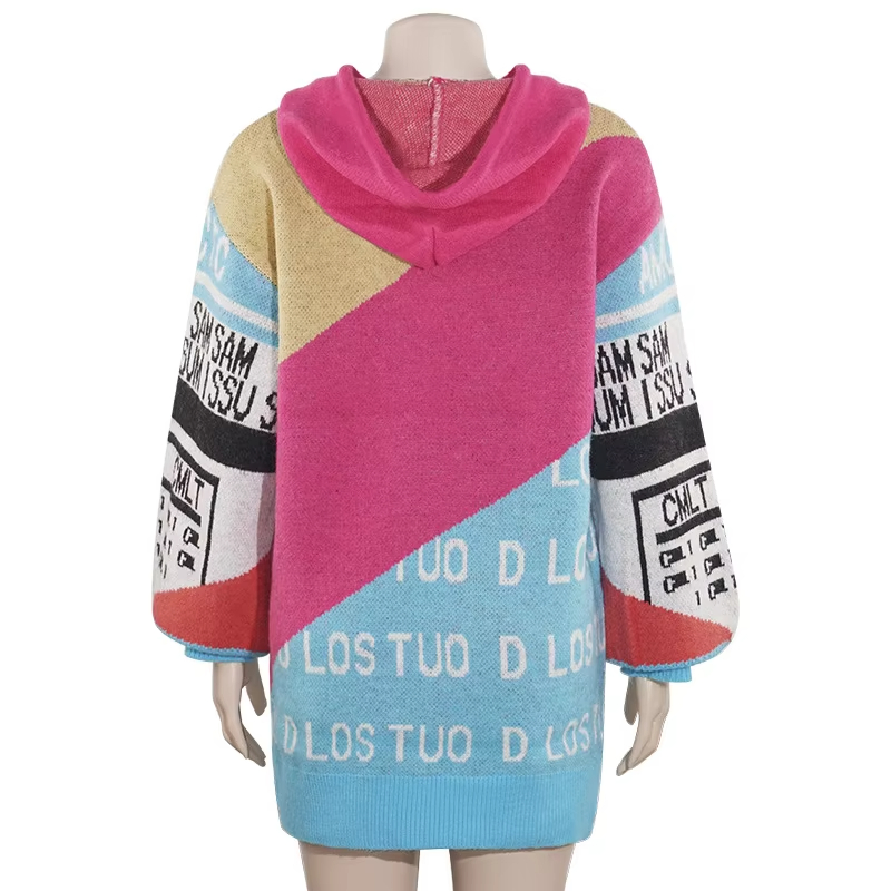 Winter Patchwork Irregular Color Blocking Knitted Sweater Women&prime;s Sweaters