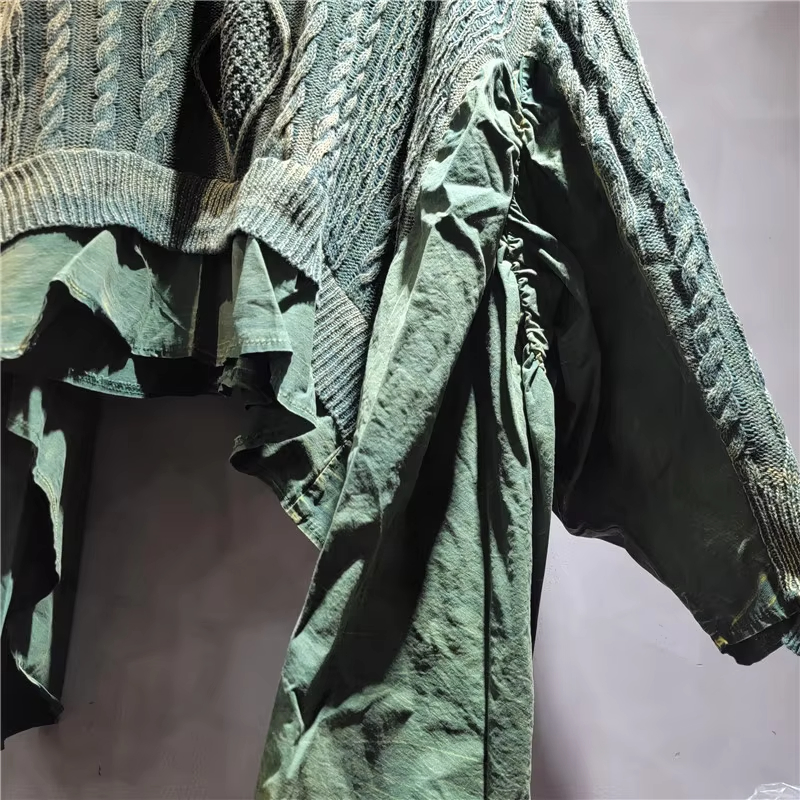 Irregular Lady Women&prime;s Sweater Shirt Top Patchwork Pullover Long Knitted Cashmere Sweater
