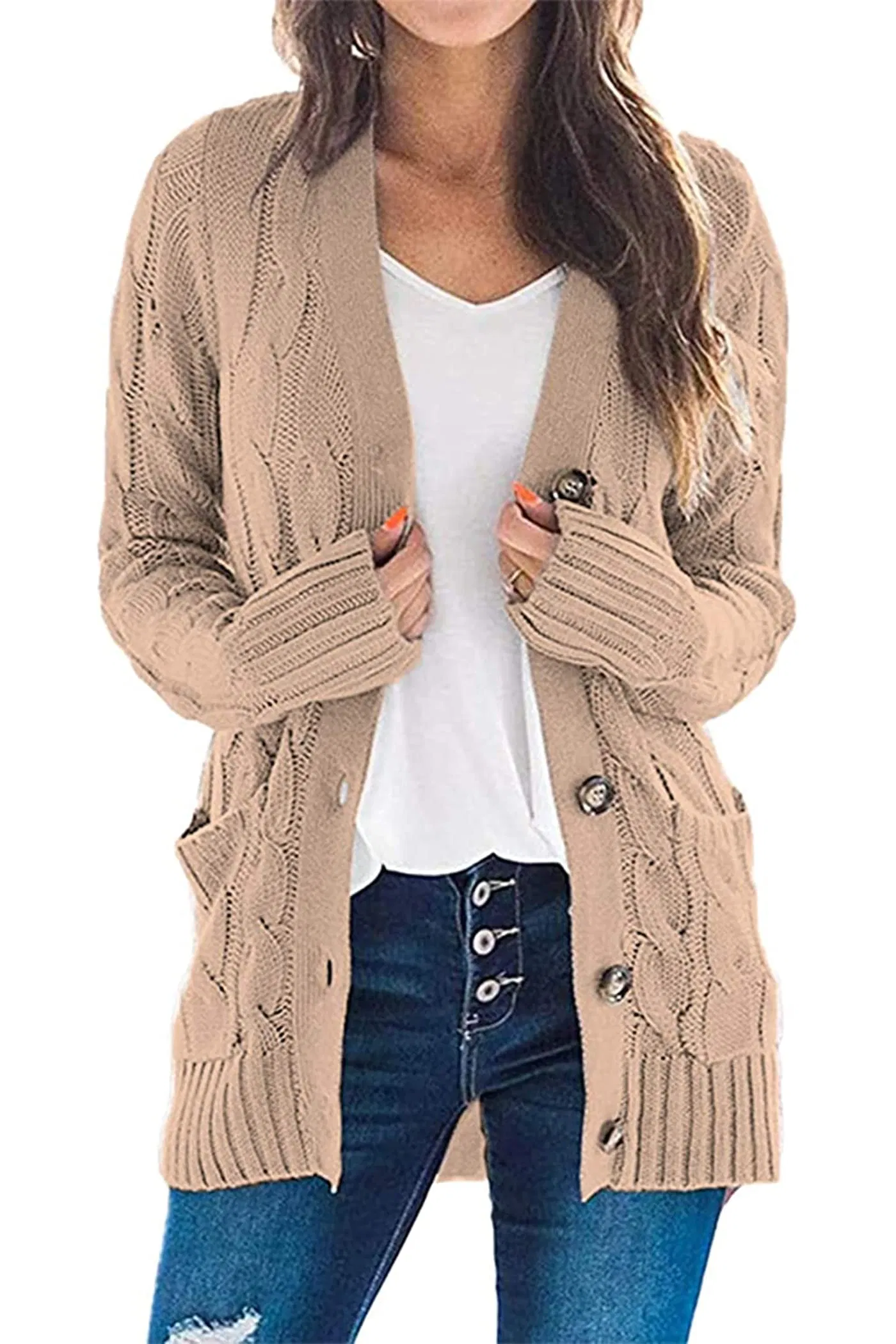 Lightweight Fall Winter Casual Sweater with Button Cardigan