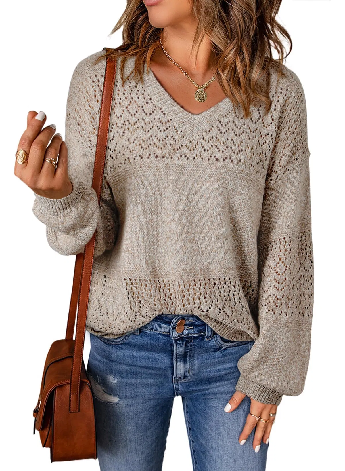 Hot Sell V Neck Casual Long Sleeve Women&prime;s Sweaters
