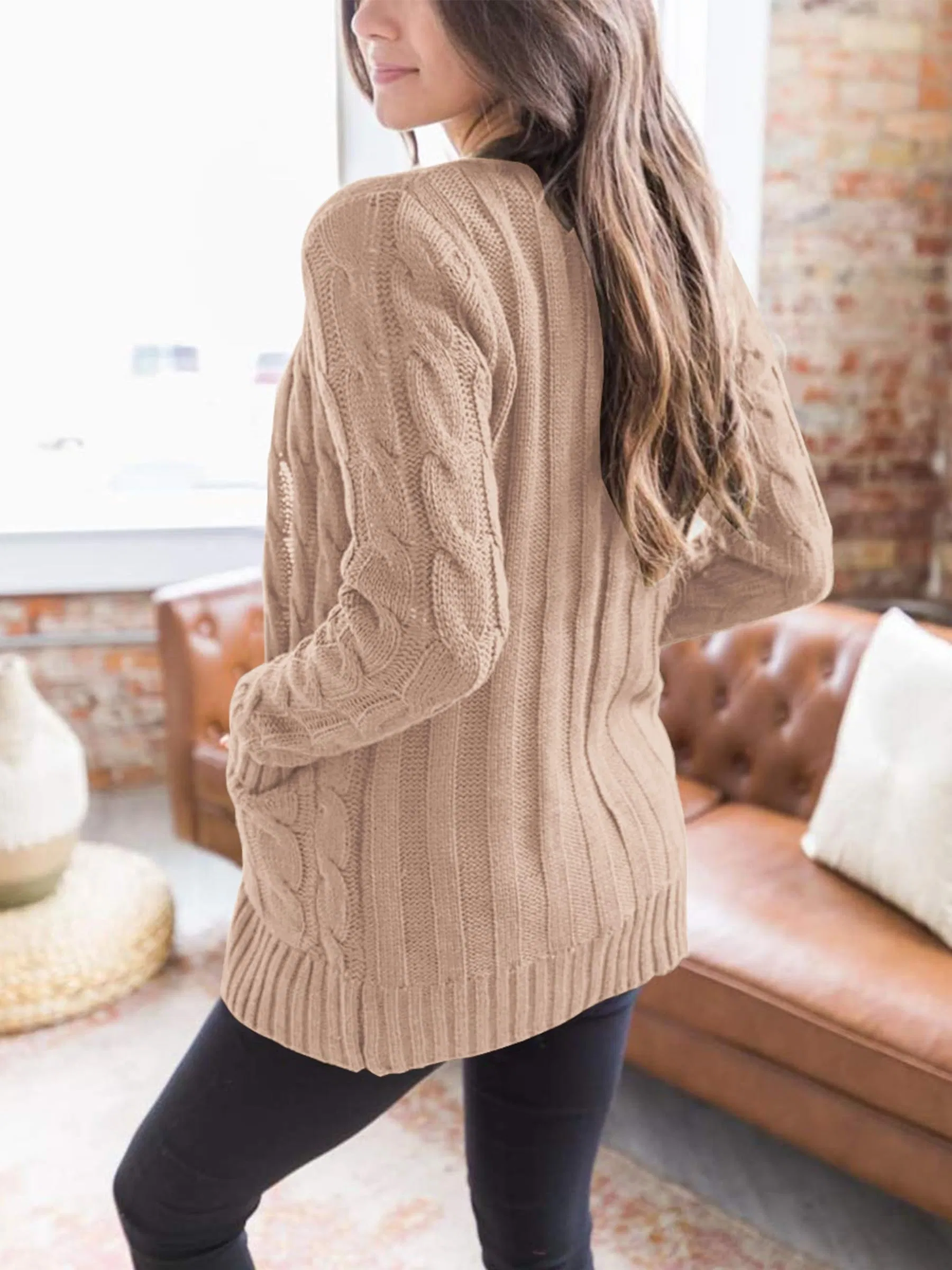 Lightweight Fall Winter Casual Sweater with Button Cardigan