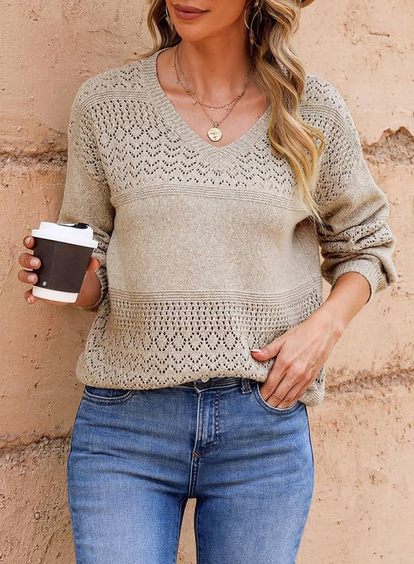 Hot Sell V Neck Casual Long Sleeve Women&prime;s Sweaters