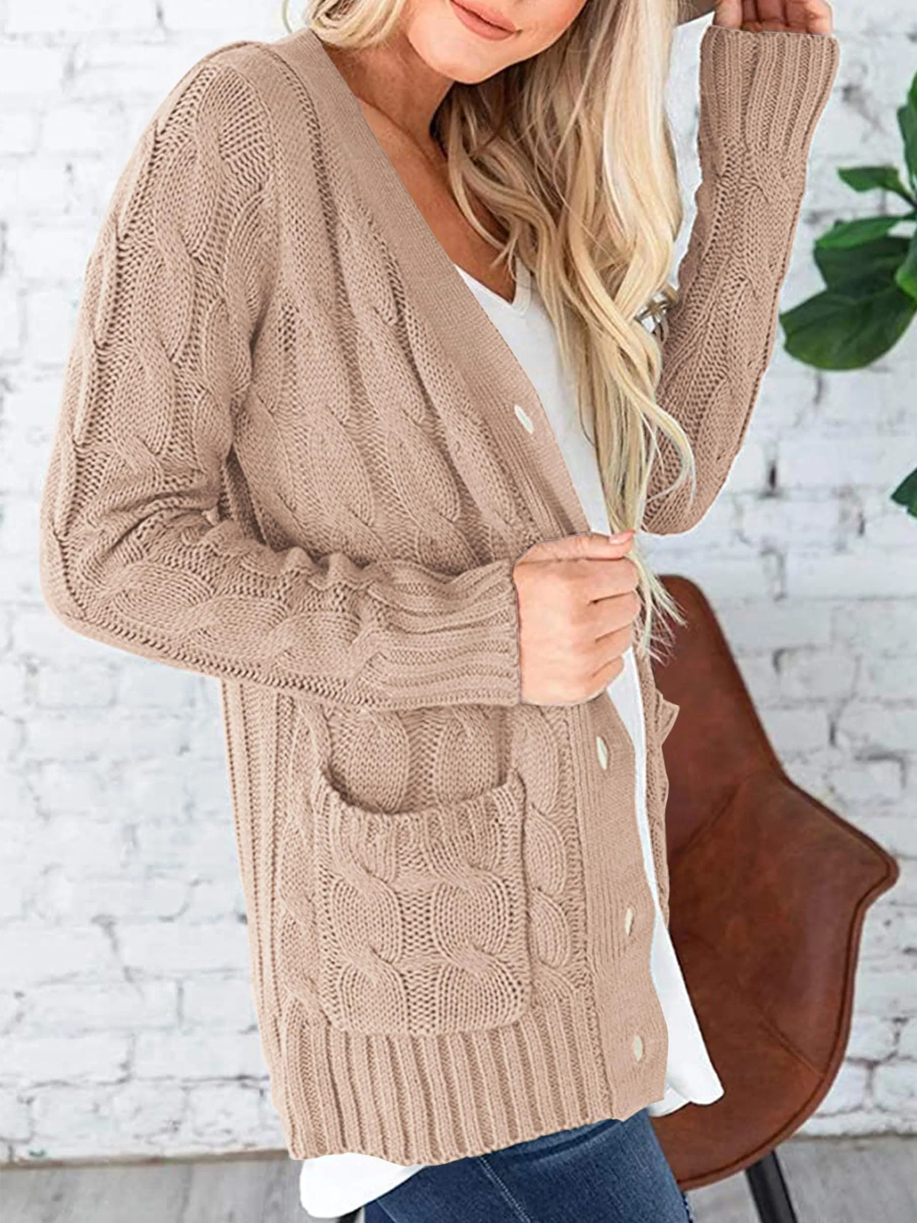 Lightweight Fall Winter Casual Sweater with Button Cardigan