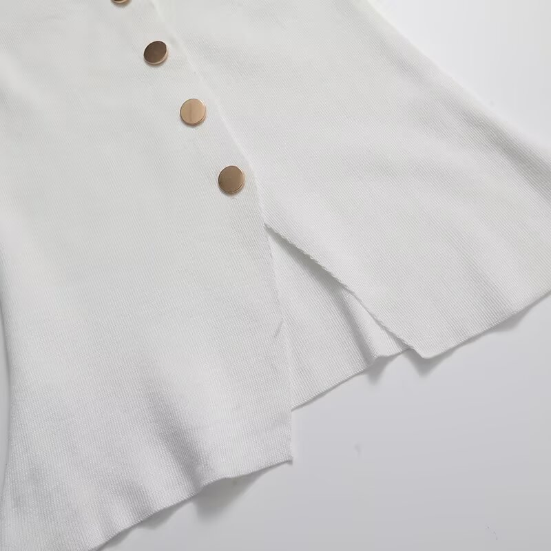 Za Women&prime;s Clothing Elastic Slim Versatile Round Neck Knitted Vest Sleeveless