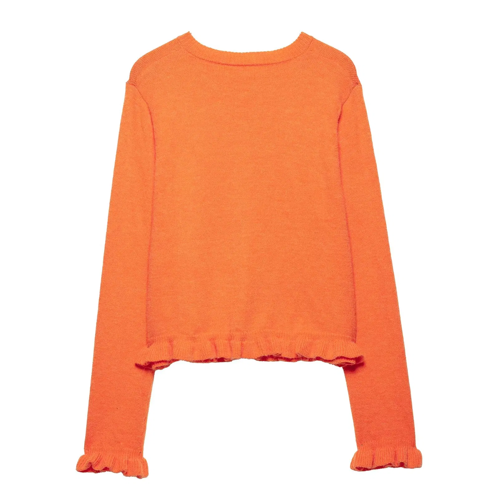 Za Women&prime;s Clothing Stacked Design Casual Knitted Women&prime;s Jacket Long Sleeved Buckle