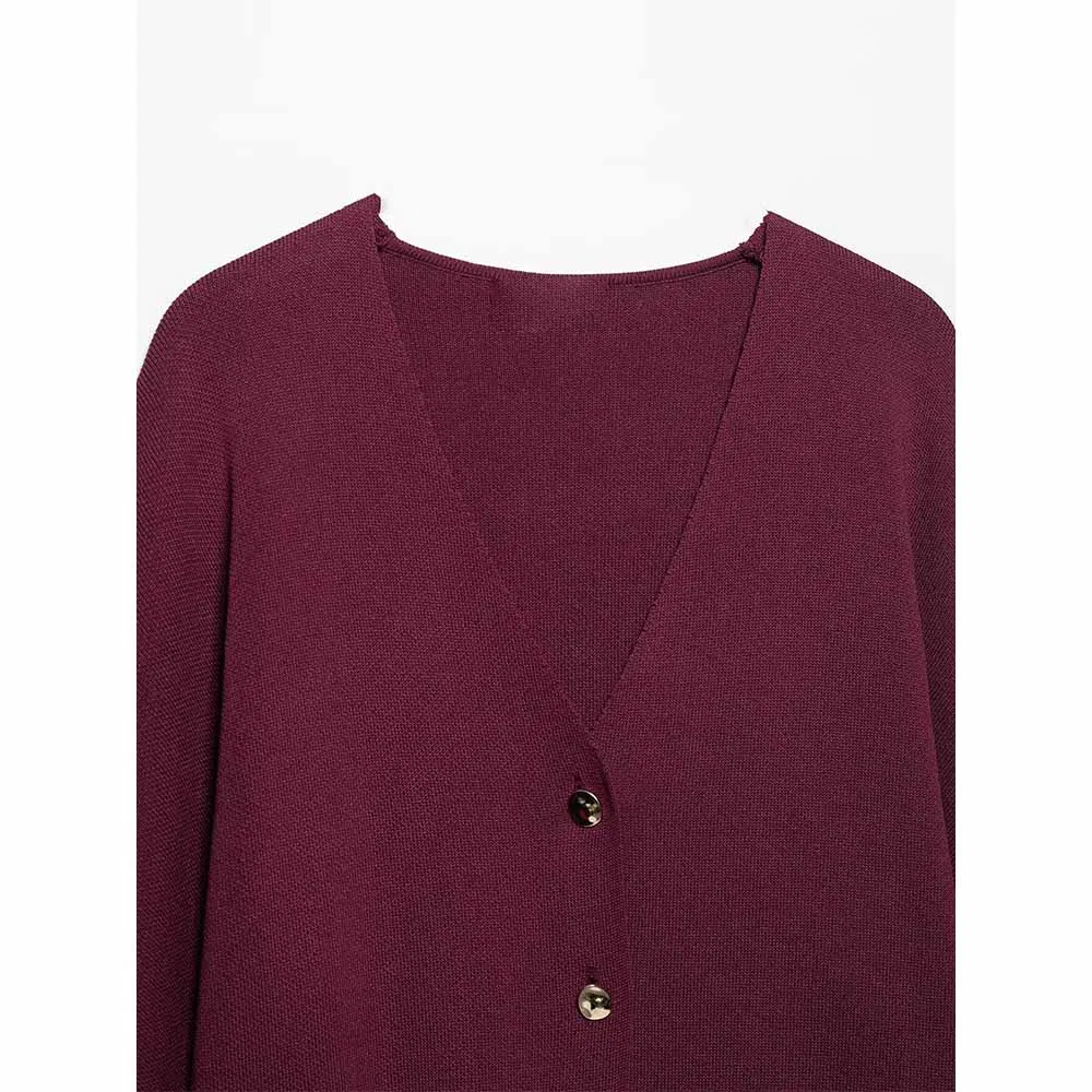 Za Women&prime;s Clothing Casual Single Breasted V-Neck Knitted Top Short Sleeves