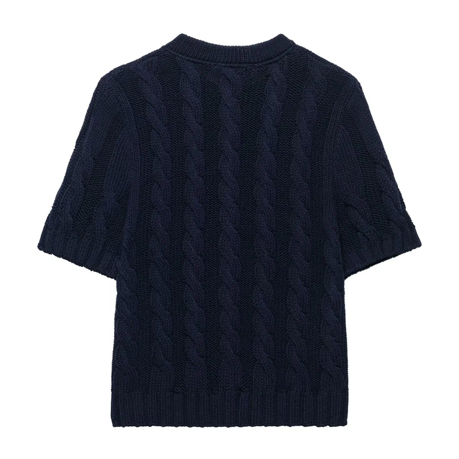 Za Women&prime;s Clothing Slim Single Breasted Striped Knitted Women&prime;s Jacket Short Sleeved