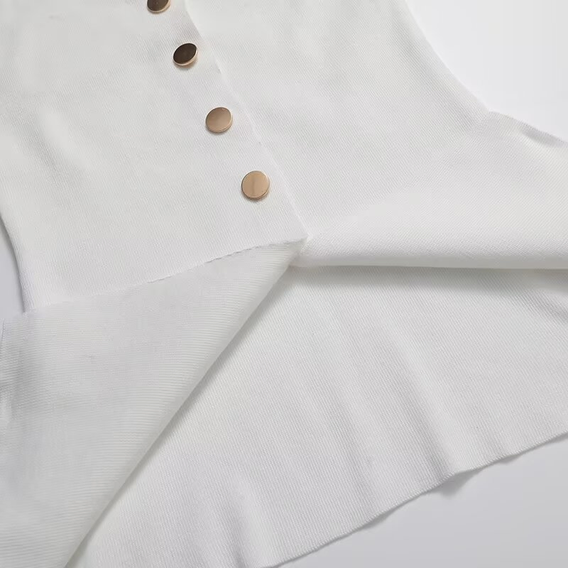 Za Women&prime;s Clothing Elastic Slim Versatile Round Neck Knitted Vest Sleeveless