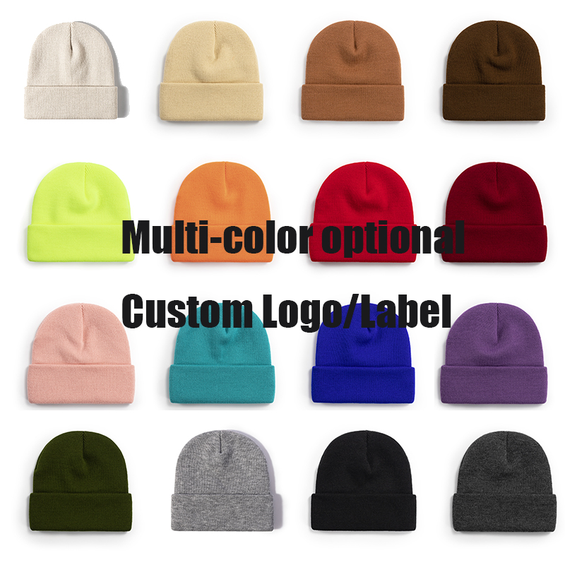 High Quality Blank Acrylic Warm Knitted Winter Hats Embroidery Custom Beanie with Logo