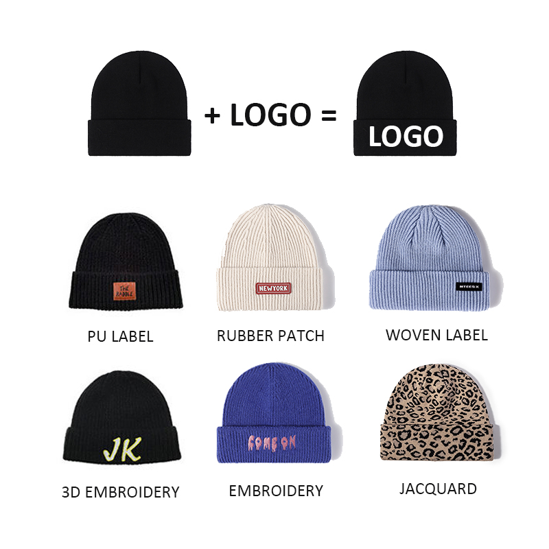 High Quality Blank Acrylic Warm Knitted Winter Hats Embroidery Custom Beanie with Logo