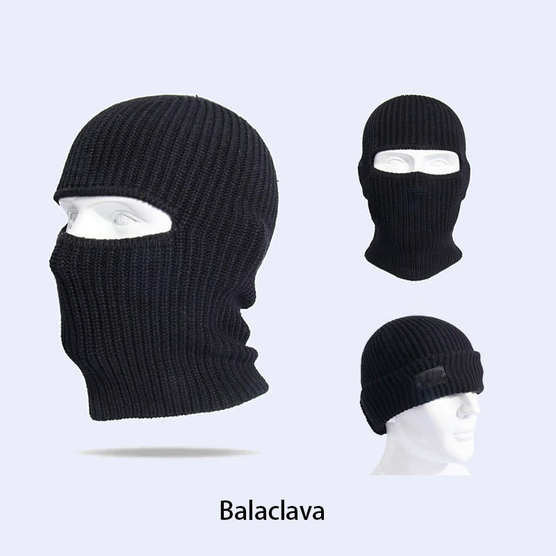Custom 2 in 1 Ski Balaclavas Beanie Hat Sport Knitted Winter Balaclava Men Motorcycle Beanie Hats Cap