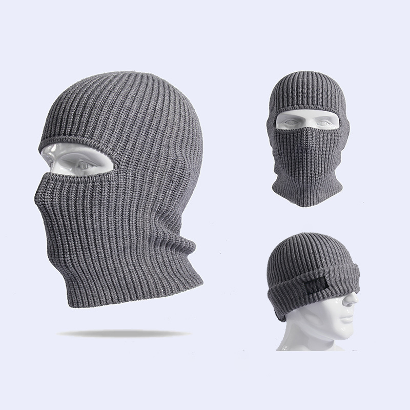 Custom 2 in 1 Ski Balaclavas Beanie Hat Sport Knitted Winter Balaclava Men Motorcycle Beanie Hats Cap
